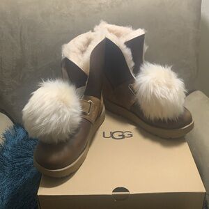 UGG Isley Waterproof Pom Pom Ankle Boots